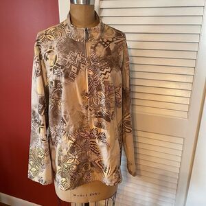 WEEKENDS BY CHICO’S | lightweight zip up yellow brown jacket size 3 or L